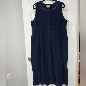 Vintage Northern Reflections Navy Blue Corduroy Sleeveless Dress in Size XL